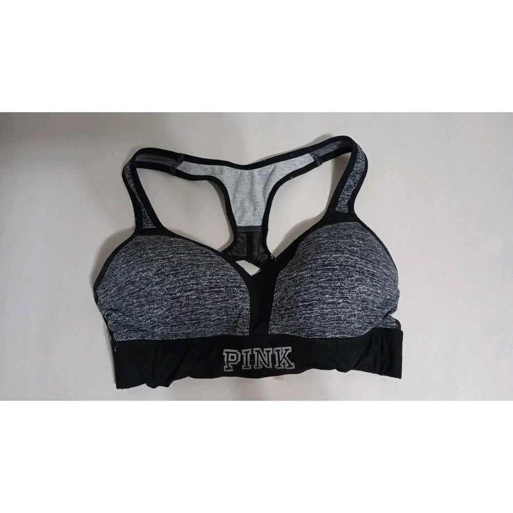 Pink XS Ultimate Push Up Bra Pull Over Hook Eye Workout Grey & Black Preppy